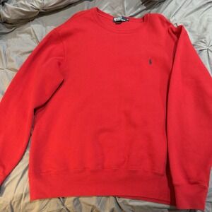 Polo Ralph Lauren Fleece Sweatshirt Mens XL Red Crewneck Pony Logo